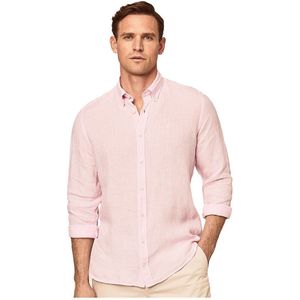 Hackett Garment Dyed Long Sleeve Shirt Roze S Man