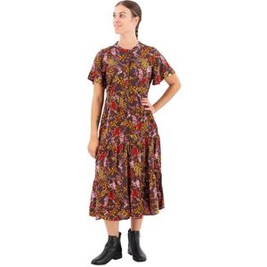 Superdry Printed Tiered Short Sleeve Midi Dress Bruin XS Vrouw