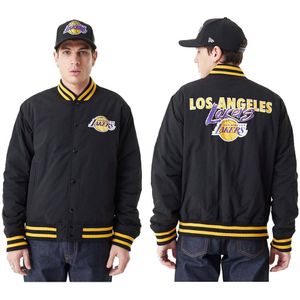 New Era Team Script Bp Los Angeles Lakers Bomber Jacket Zwart XL Man