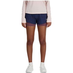 New Balance Rc Printed 2-in-1 3´´ Shorts Blauw S Vrouw