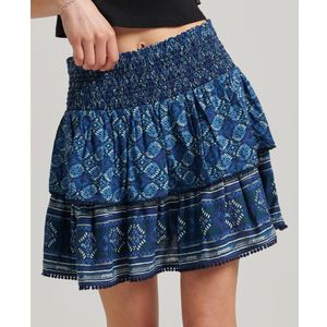 Superdry Vintage Tiered Mini Skirt Blauw L Vrouw