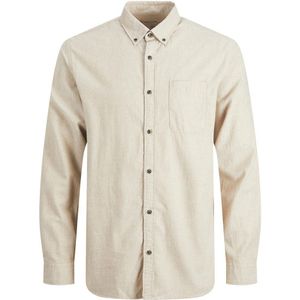 Jack & Jones Classic Melange Long Sleeve Shirt Beige S Man