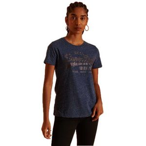 Superdry Vintage Logo Tonal Glitter Short Sleeve T-shirt Blauw 2XS Vrouw
