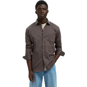 Overhemd - Slim Fit - Lange Mouwen - Katoen/Polyester - Blauw