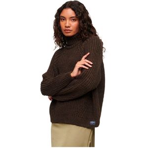 Superdry Slouchy Stitch Roll Neck Sweater Bruin XL Vrouw