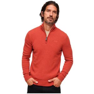 Superdry Essential Embroidered Henley Half Zip Sweater Oranje 3XL Man
