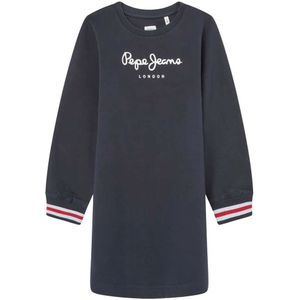 Pepe Jeans - Jurk - Marineblauw - 100% Katoen - Lange Mouwen