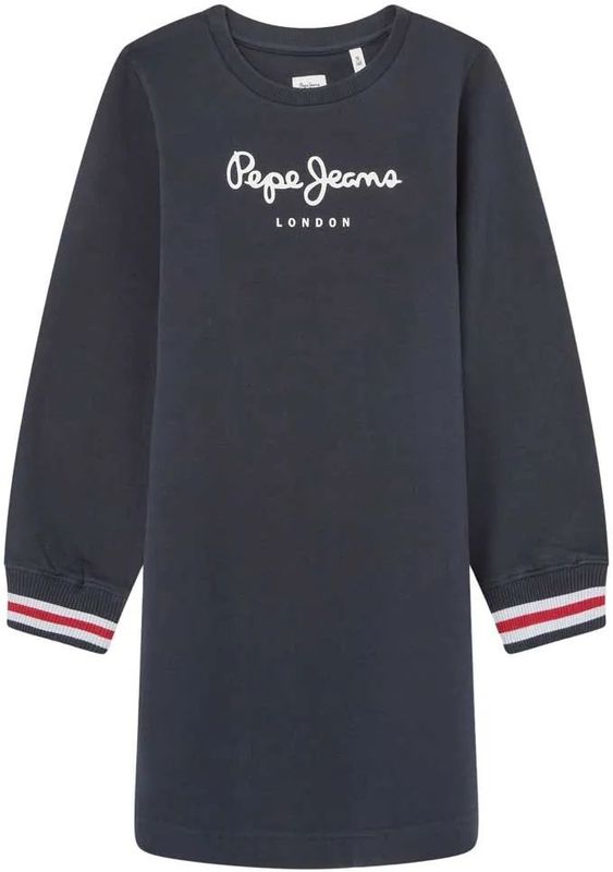 Pepe Jeans - Jurk - Marineblauw - 100% Katoen - Lange Mouwen