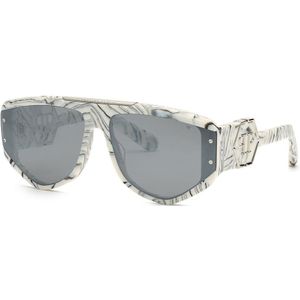 Philipp Plein Spp093m Sunglasses Grijs Smoke/Mirror Silver / CAT3 Man