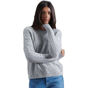 Superdry Dropped Shoulder Cable Crew Sweater Grijs S Vrouw