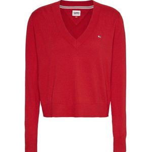 Tommy Jeans Essential V V Neck Sweater Rood XS Vrouw