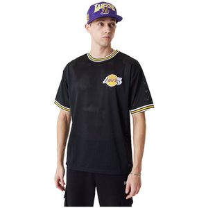 New Era Nba Os Mesh Los Angeles Lakers Short Sleeve T-shirt Zwart S Man