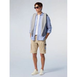 North Sailsvoor mannen. 664397 Klassiek linnen overhemd met blauwe strepen (S), Casual, Vlas, Lange mouwen