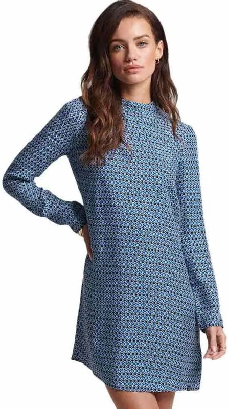Superdry - Studios Mock Neck Mini Jurk - Slim Fit - Lange Mouwen
