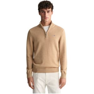 Trui GANT Men Cotton Half Zip Khaki Mel