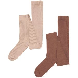 Minymo Wool Stocking Rib 2 Pack Tights Beige 1-3 Months