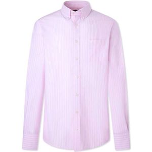 Hackett Essential Ox Stripe Long Sleeve Shirt Roze M Man