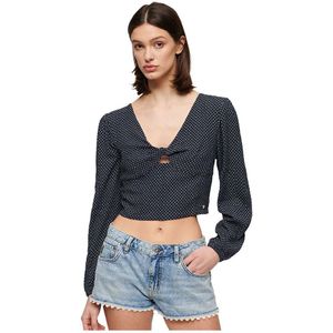 Superdry Crop Long Sleeve Blouse Blauw 2XS Vrouw