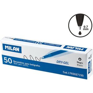 Milan Box 50 Black Dry Gel Refills Transparant
