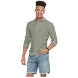 Only & Sons Caiden Life Solid Linen Long Sleeve Shirt Groen XS Man