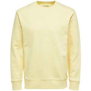 Selected - Jason Sweatshirt - Geel - Gebreid Herensweatshirt - Lange Mouwen - Ronde Hals