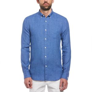 Original Penguin Delave Linen With Pocket Overhemd Met Lange Mouwen