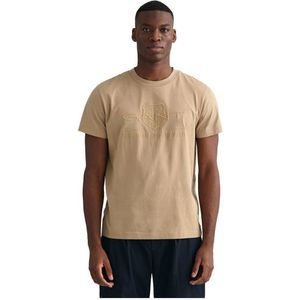 Gant D1 Tonal Archive Shield Short Sleeve T-shirt Beige 3XL Man