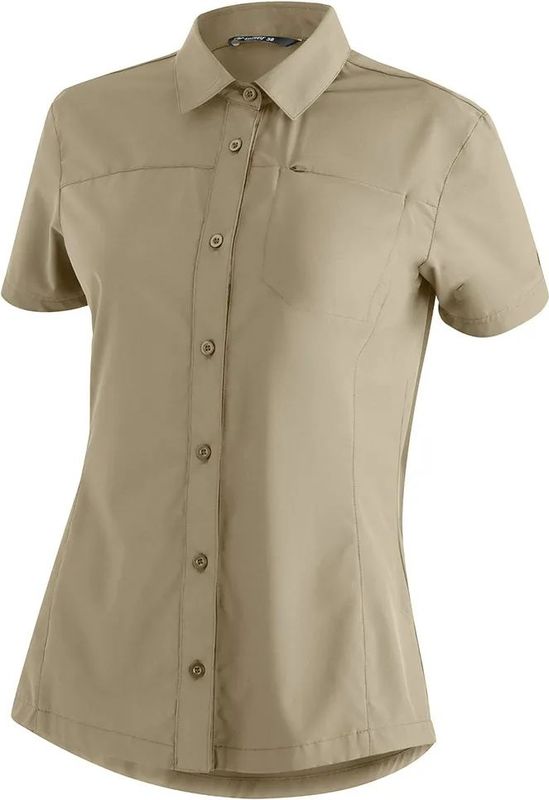 Dames - Blouse - Lichtbruin - 94% Polyester - Korte Mouwen - Ademend