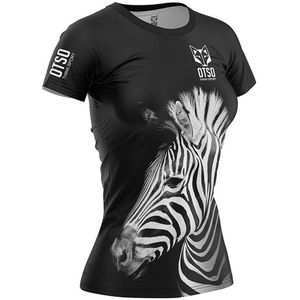 Otso Zebra Short Sleeve T-shirt Zwart XS Vrouw