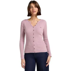 Lee - Washed Waffle Henley - T-shirt - Plumberry - Lange Mouwen