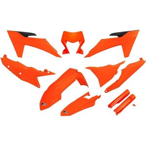 Ufo Ktm Exc/exc-f 2024-2024 With Headlight Ktkit530f-fflu Fork Protectors & Plastic Set