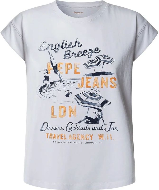 Pepe Jeansvoor vrouwen. PL506029 Valma T-shirt wit (L), Casual, Katoen, Korte mouwen, Duurzaam