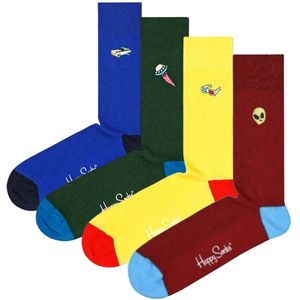 Happy Socks Ribbed Embroidery Lange Sokken 4 Paren