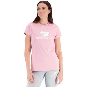 New Balance Essentials Stacked Logo Short Sleeve T-shirt Roze M Vrouw