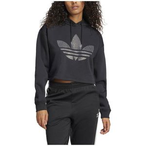 Adidas Originals Rhinestone Trefoil Loose Crop Hoodie