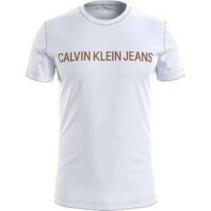 Calvin Klein Jeans Institutional Logo Slim Short Sleeve T-shirt Wit XL Man