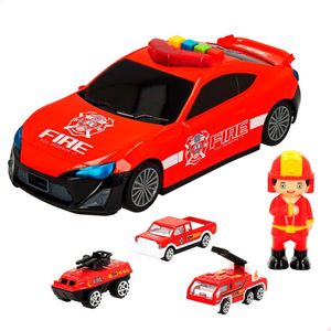 Cb Toys Fire Truck With Car Carrier With Vehicles And Figure Veelkleurig