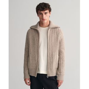 Gant Wool Full Zip Sweater Beige S Man