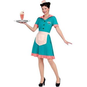 Viving Costumes Waitress Years 50 Woman Custom Blauw M