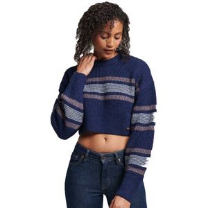 Superdry Cropped Classic Crew Sweater Blauw M Vrouw