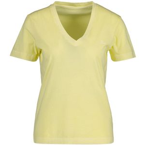 Gant Sunfaded Short Sleeve V Neck T-shirt Geel XS Vrouw