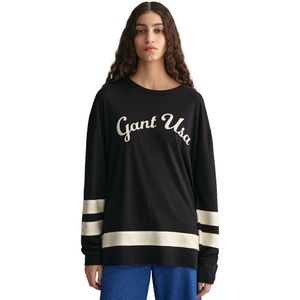 Gant Script Logo Blocked Long Sleeve T-shirt Zwart S Man