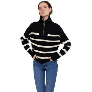 Vero Moda Saba Stripe Half Zip Sweater Zwart XS Vrouw