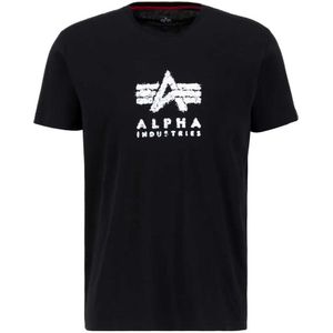 ALPHA INDUSTRIES - Grunge Logo - T-shirt - Zwart - Katoen
