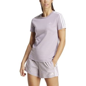 Adidas Essentials 3 Stripes Short Sleeve T-shirt Paars S / Regular Vrouw