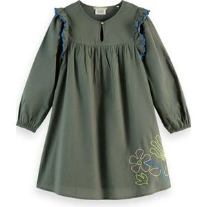 Scotch & Soda Seersucker Embroidered Lang Mouw Jurk