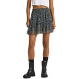 Pepe Jeans - Minirok - Bloemen - Marineblauw - Polyester - Casual Stijl