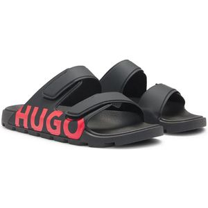 Muiltjes - Evander - Imitatieleer - Logoprint - Open Toe - Velcro Sluiting