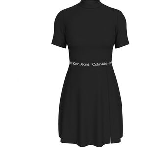 Calvin Klein Jeans Tape Milano Short Sleeve Midi Dress Zwart XS Vrouw