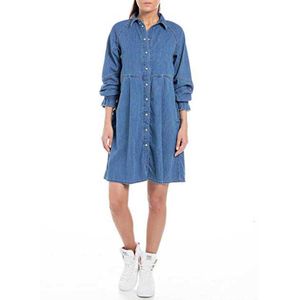 Replay W9052.000.16041b Long Sleeve Short Dress Blauw XL Vrouw
